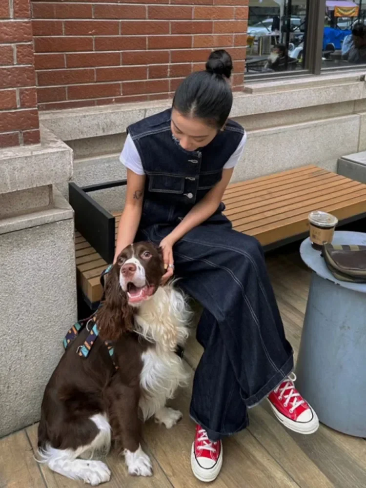 Women Outfits Spring and Summer Denim Vest Slimming Short Top Wide Leg Pants Korean Fashion Clothing Retro Denim Two Piece Set
Women Outfits Spring and Summer Denim Vest Slimming Short Top Wide Leg Pants Korean Fashion Clothing Retro Denim Two Piece Set