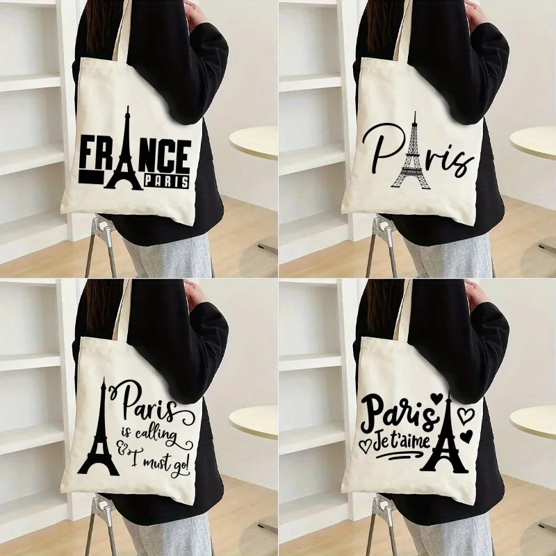 Women's Paris Tote Bag Large Capacity Trendy With Eiffel Tower & French Phrases For Travel, Shopping, Party, Travel Accessory
Women's Paris Tote Bag Large Capacity Trendy With Eiffel Tower & French Phrases For Travel, Shopping, Party, Travel Accessory