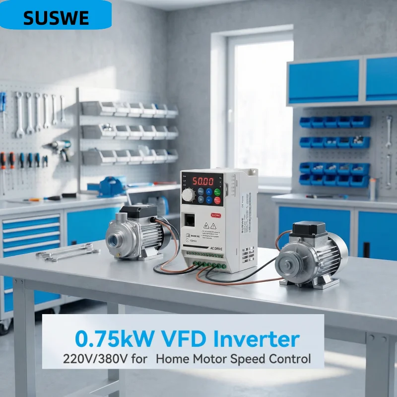 VFD 0.75 kW Input 220V( Single phase)/380V (Three-phase), Out put Three-phase 220V/380V. Suitable for small household motors
VFD 0.75 kW Input 220V( Single phase)/380V (Three-phase), Out put Three-phase 220V/380V. Suitable for small household motors