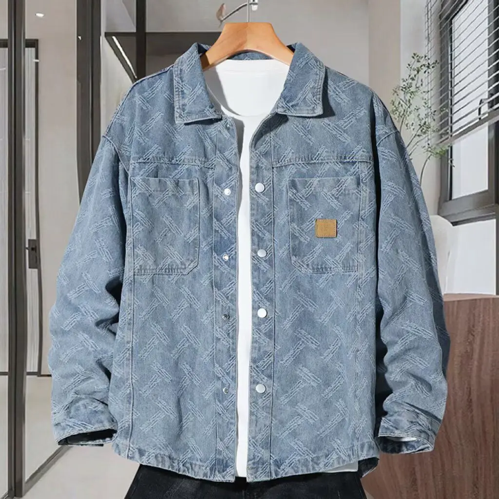 Spring Autumn Loose Classic Sle Light Blue Denim Jaet Men's Casual Workwear Hong Kong Sle Jaet Youth ular Polyester
Spring Autumn Loose Classic Sle Light Blue Denim Jaet Men's Casual Workwear Hong Kong Sle Jaet Youth ular Polyester