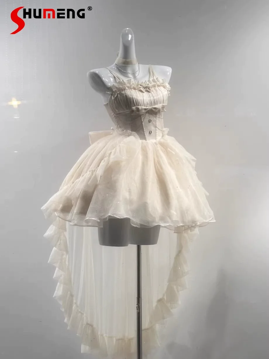 Sweet Elegant Lolita Princess Dress Square Neck Bow Lace Splicing Flying Sleeves High Waist Kawaii Short Birthday Dress Women
Sweet Elegant Lolita Princess Dress Square Neck Bow Lace Splicing Flying Sleeves High Waist Kawaii Short Birthday Dress Women