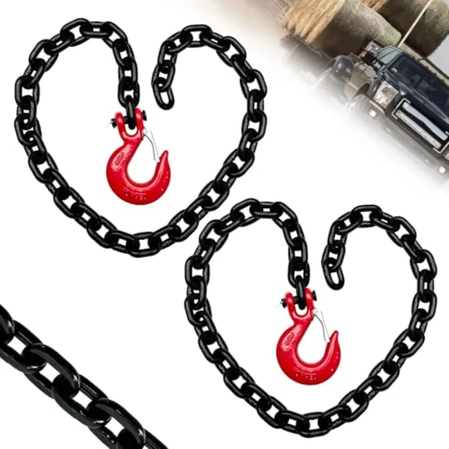 3/8" Trailer Safety Chains G80 Tow Chains with G70 Clevis Safety Hooks 7100 lbs Safety Working Load 27000 lbs Break Strength He
3/8" Trailer Safety Chains G80 Tow Chains with G70 Clevis Safety Hooks 7100 lbs Safety Working Load 27000 lbs Break Strength He