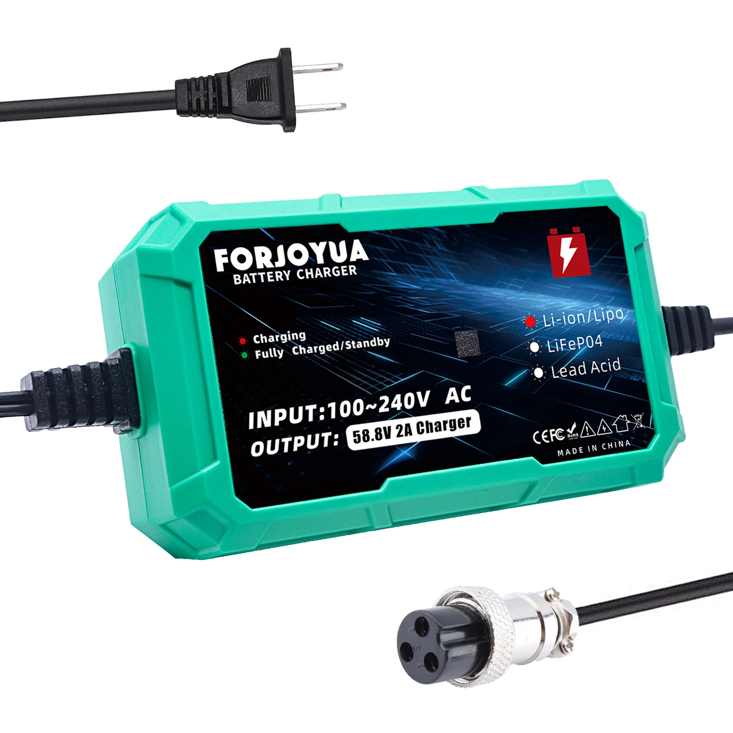 QDD 58.8V 2A battery charger for 14S 52V lithium ion battery strong high quality lithium battery charger
QDD 58.8V 2A battery charger for 14S 52V lithium ion battery strong high quality lithium battery charger