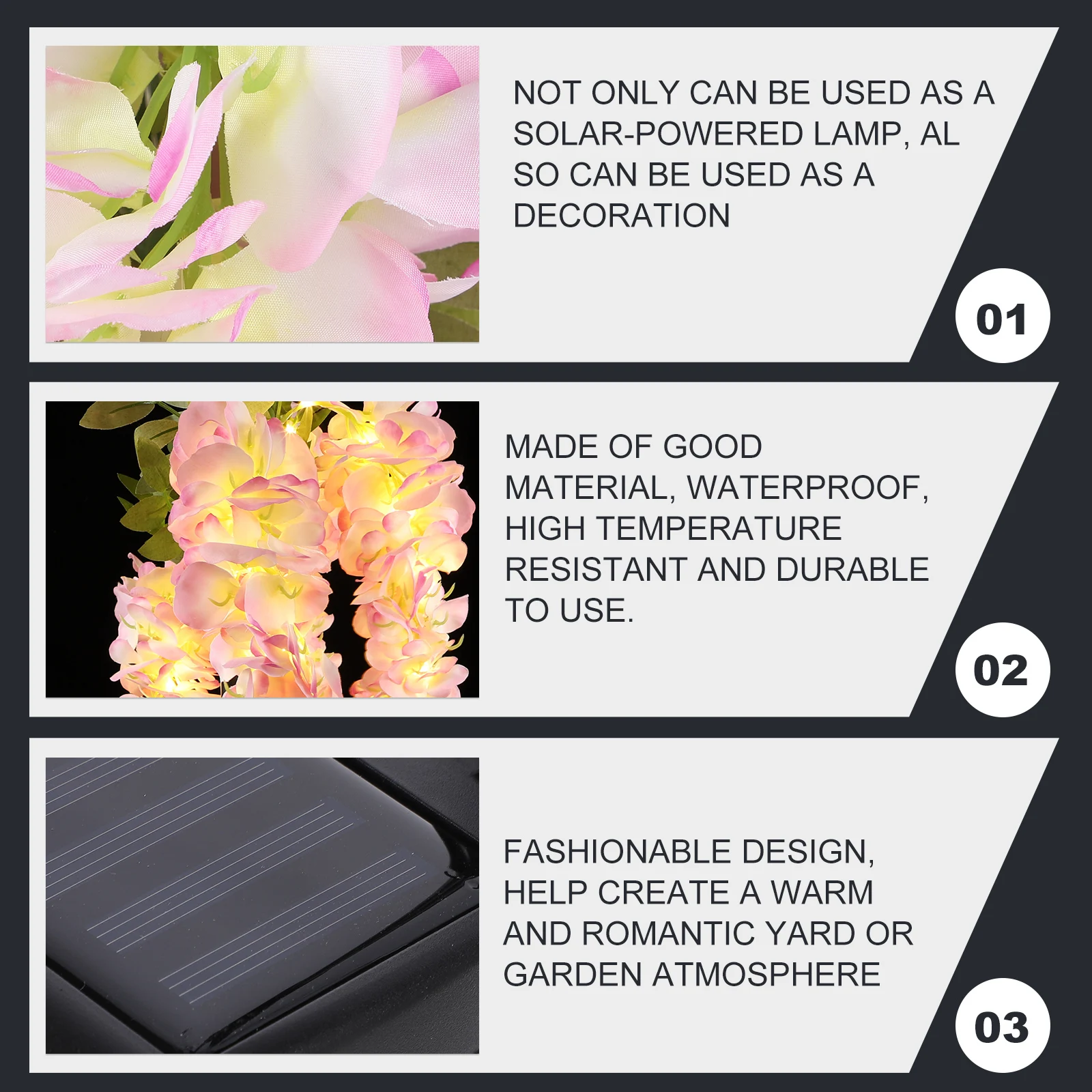 Solar Wisteria Lamp Outdoor Pink Flowers Stainless Steel Pole Solar Lights Garden Landscape Rechargeable Energy Saving
Solar Wisteria Lamp Outdoor Pink Flowers Stainless Steel Pole Solar Lights Garden Landscape Rechargeable Energy Saving