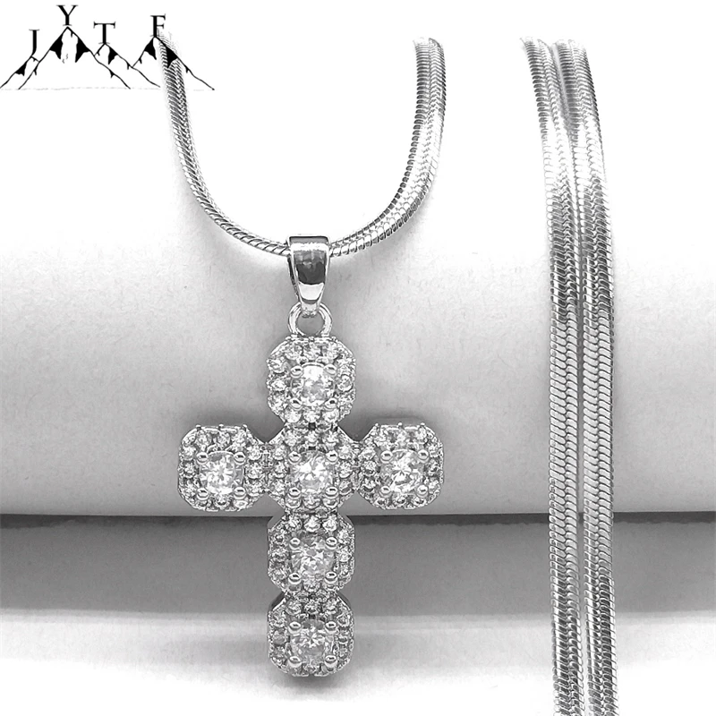Shiny Full Crystal Zircon Cross Pendant Necklace for Women Men Stainless Steel Christian Necklaces Jewelry collier femme GG41-18
Shiny Full Crystal Zircon Cross Pendant Necklace for Women Men Stainless Steel Christian Necklaces Jewelry collier femme GG41-18