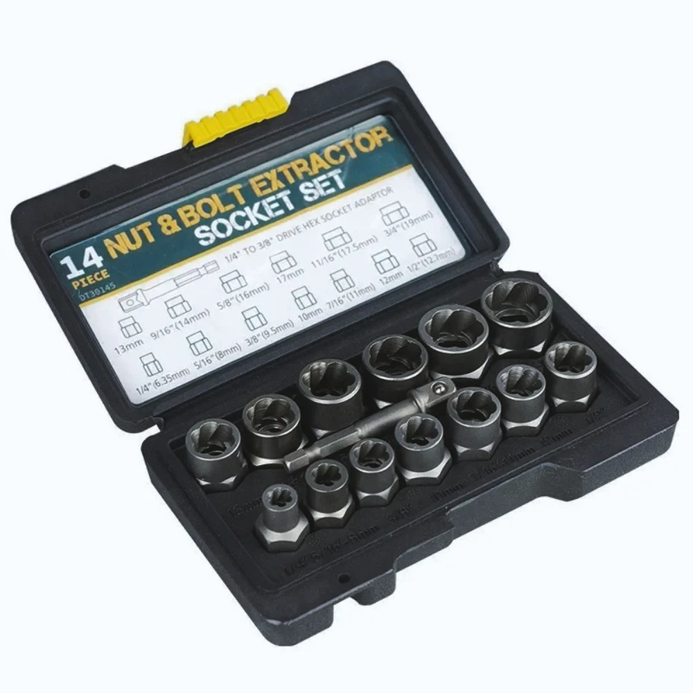 Extractor tornillos dañados 14 piezas, removedor tuercas y pernos acero cr-mo, Kit herramientas para coche, Kit d
Extractor tornillos dañados 14 piezas, removedor tuercas y pernos acero cr-mo, Kit herramientas para coche, Kit d