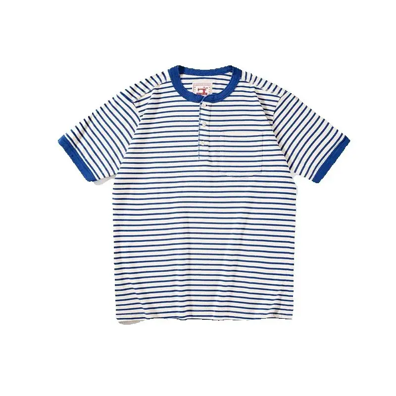 Новая летняя полосатая футболка из чистого хлопка 2025 года, рубашка Генри в тяжелом американском стиле ретро, классическая мужская повседневная футболка с короткими рукавами
Новая летняя полосатая футболка из чистого хлопка 2025 года, рубашка Генри в тяжелом американском стиле ретро, классическая мужская повседневная футболка с короткими рукавами