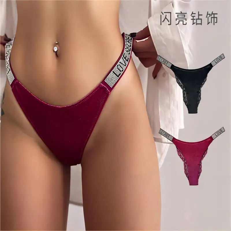 Autumn and Winter New Velvet Lace V Pants Sexy Rhinestones Briefs Low Waist Fashion Half Sheath Underwear Thong G String
Autumn and Winter New Velvet Lace V Pants Sexy Rhinestones Briefs Low Waist Fashion Half Sheath Underwear Thong G String