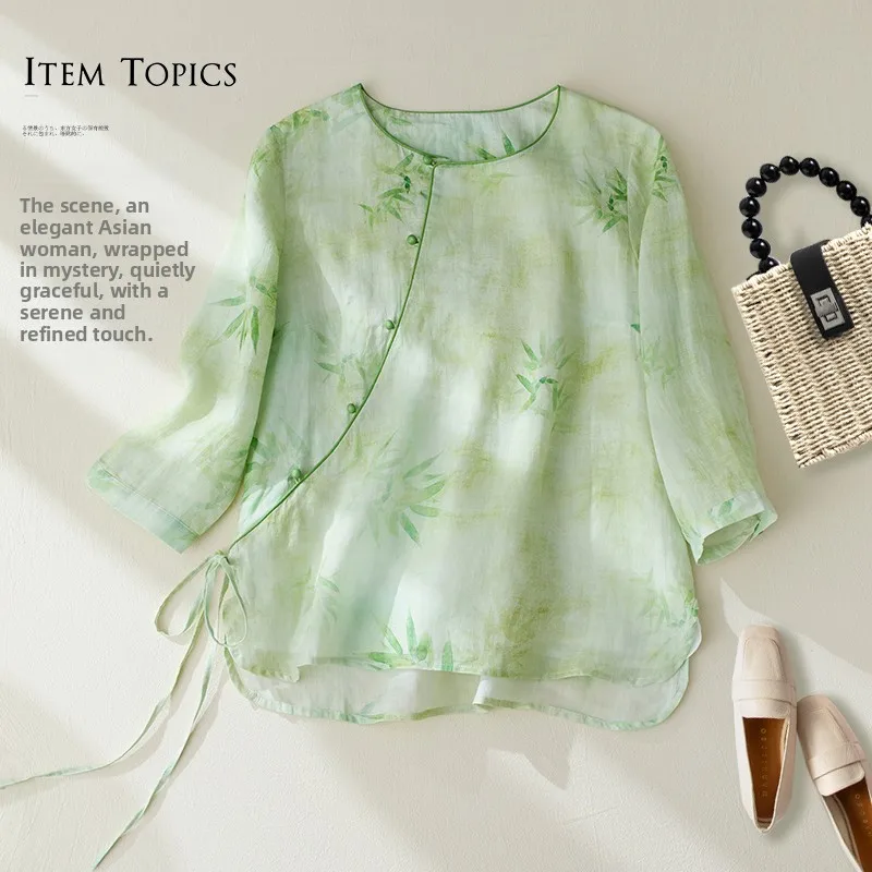 Chinese Style Vintage Floral Print Asymmetrical Seven-Quarter Sleeve Shirt Women's Spring Summer Loose Top Renovated Hanfu Sm...
Chinese Style Vintage Floral Print Asymmetrical Seven-Quarter Sleeve Shirt Women's Spring Summer Loose Top Renovated Hanfu Sm...