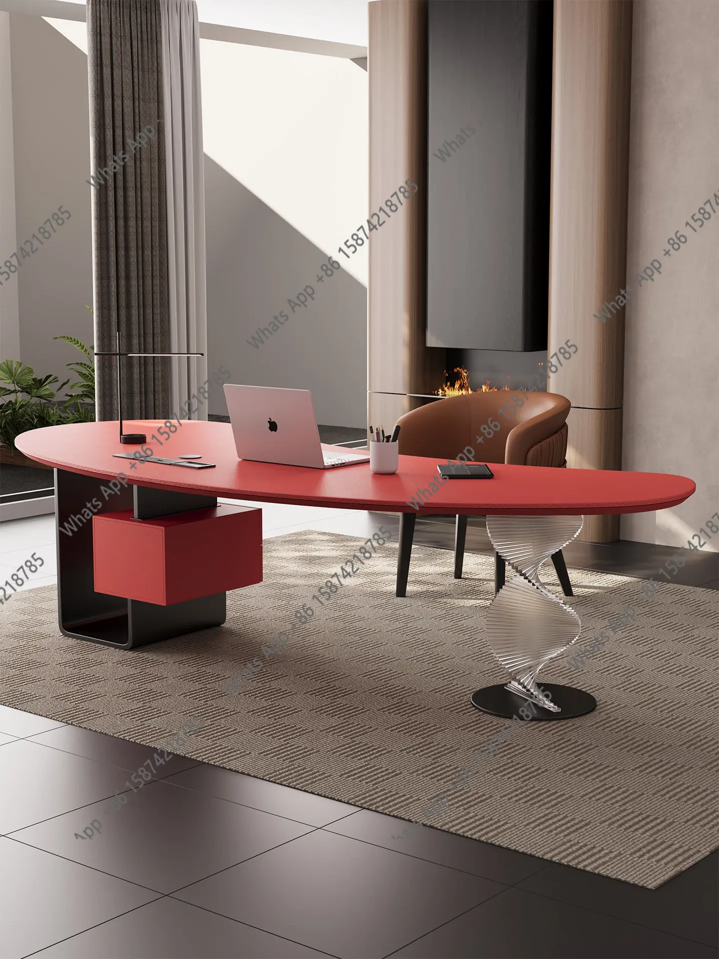 Italian minimalist acrylic desk light luxury modern curved designer high-end boss desk
Italian minimalist acrylic desk light luxury modern curved designer high-end boss desk