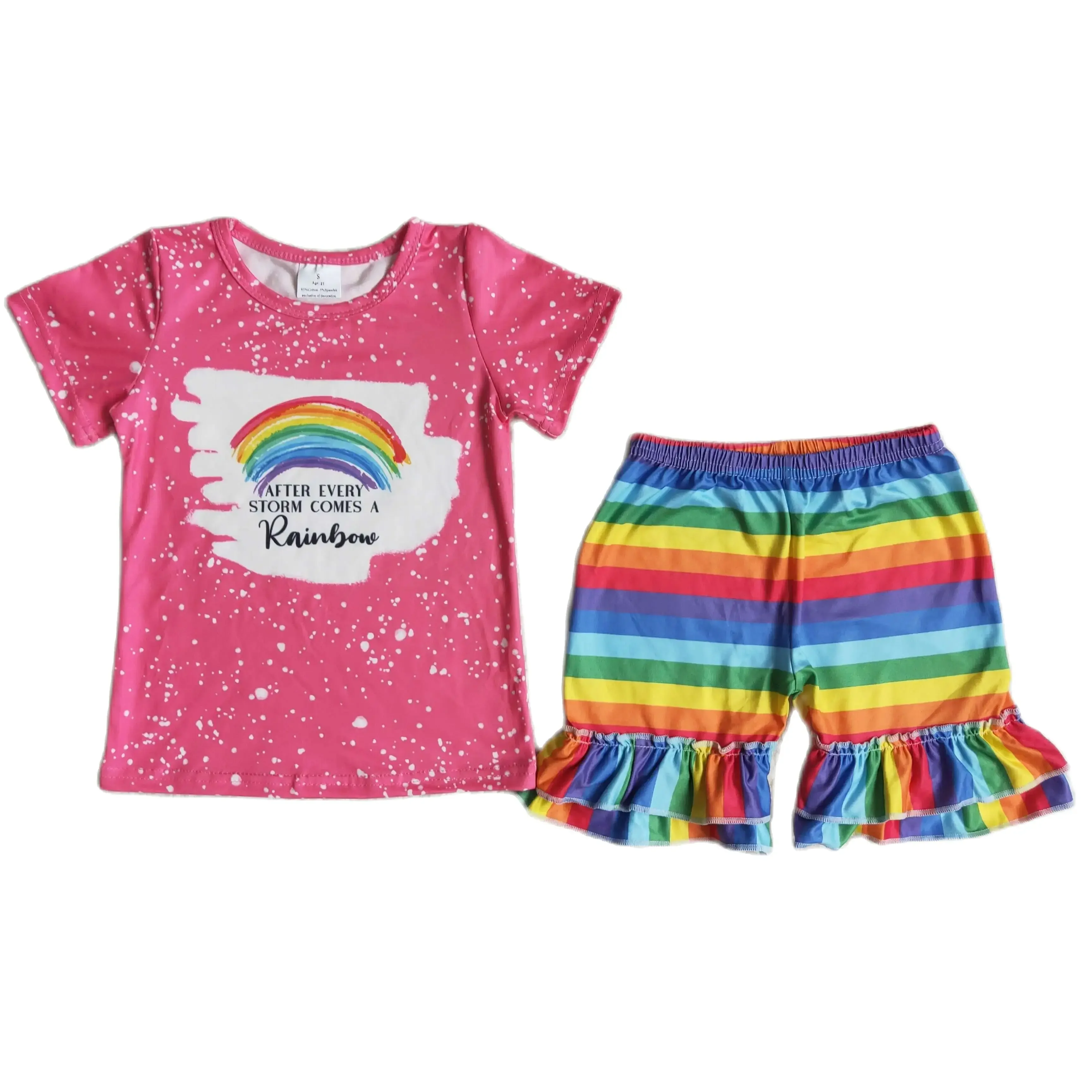 C9-3 Kids Girls Summer Outfit Sets Short Sleeves Top Rainbow Print With Shorts Children Clothes
C9-3 Kids Girls Summer Outfit Sets Short Sleeves Top Rainbow Print With Shorts Children Clothes