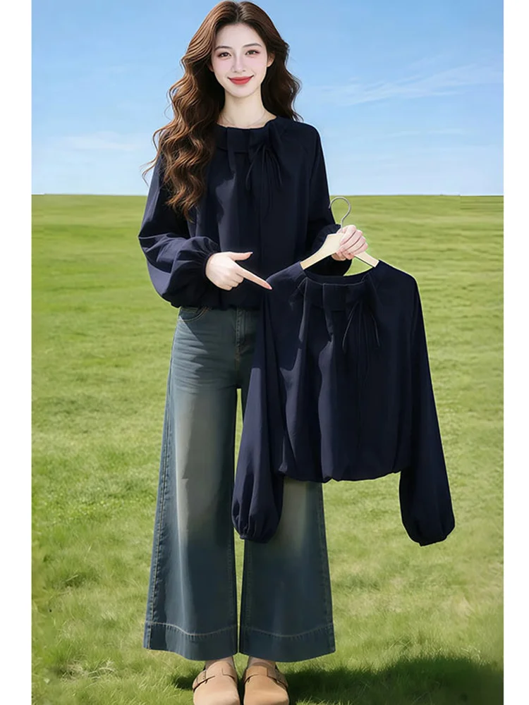Casual Loose Long Sleeve Drawstring Women's Shirt Bubble Sleeve Top Fashionable Slimming Spring Autumn New Style Casual Wear
Casual Loose Long Sleeve Drawstring Women's Shirt Bubble Sleeve Top Fashionable Slimming Spring Autumn New Style Casual Wear