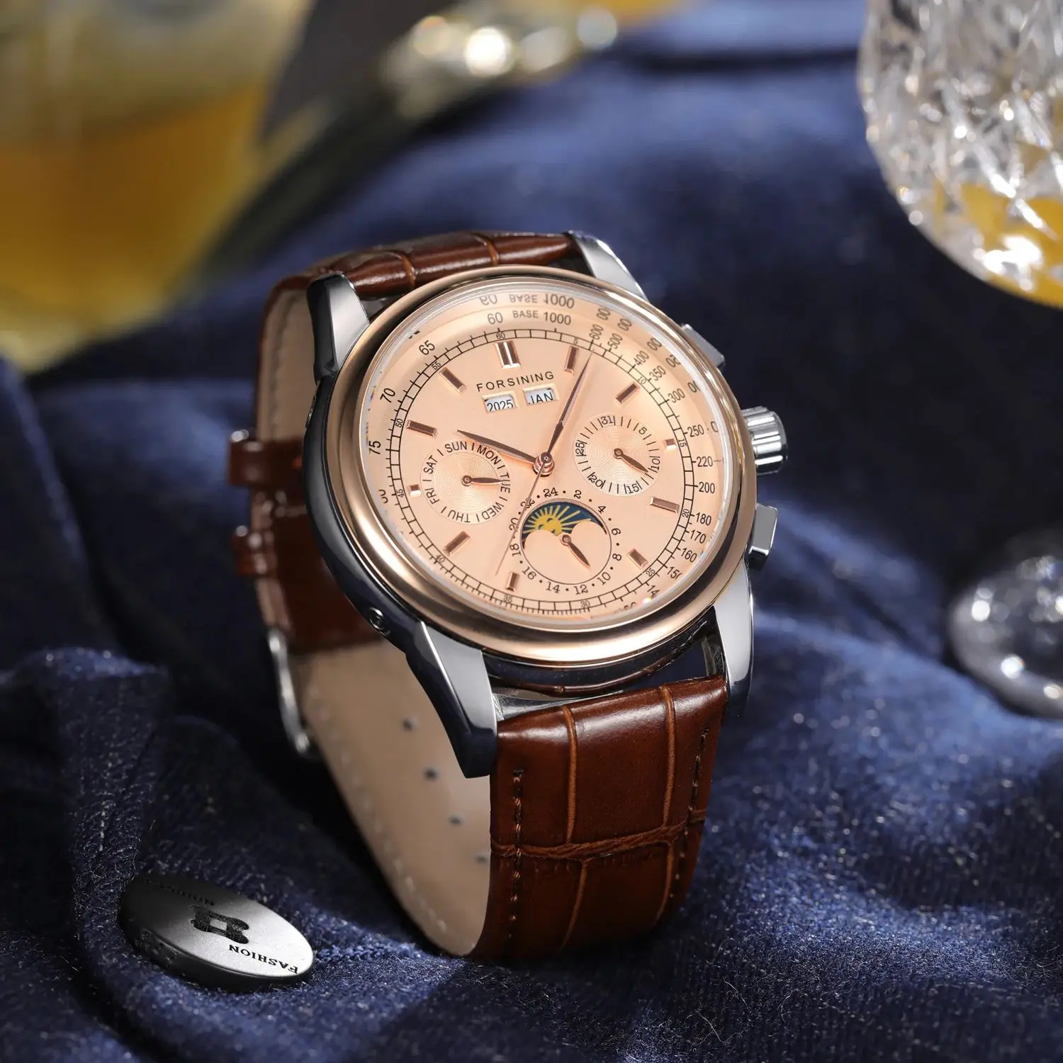 Forsining Business Mechanical Watch for Men Calendar Moon Phase Leather Belt Fashion Automatic Mens Watches Top Brand Wristwatch
Forsining Business Mechanical Watch for Men Calendar Moon Phase Leather Belt Fashion Automatic Mens Watches Top Brand Wristwatch