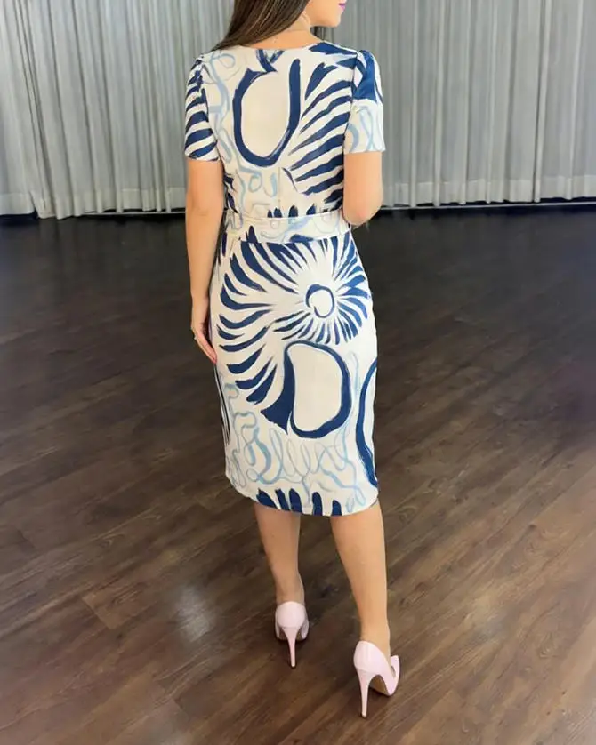 2026 New Women's Fashion Elegant Abstract Printed Short Sleeve Hollow Medium Length Dress - Comes with Belt
2026 New Women's Fashion Elegant Abstract Printed Short Sleeve Hollow Medium Length Dress - Comes with Belt