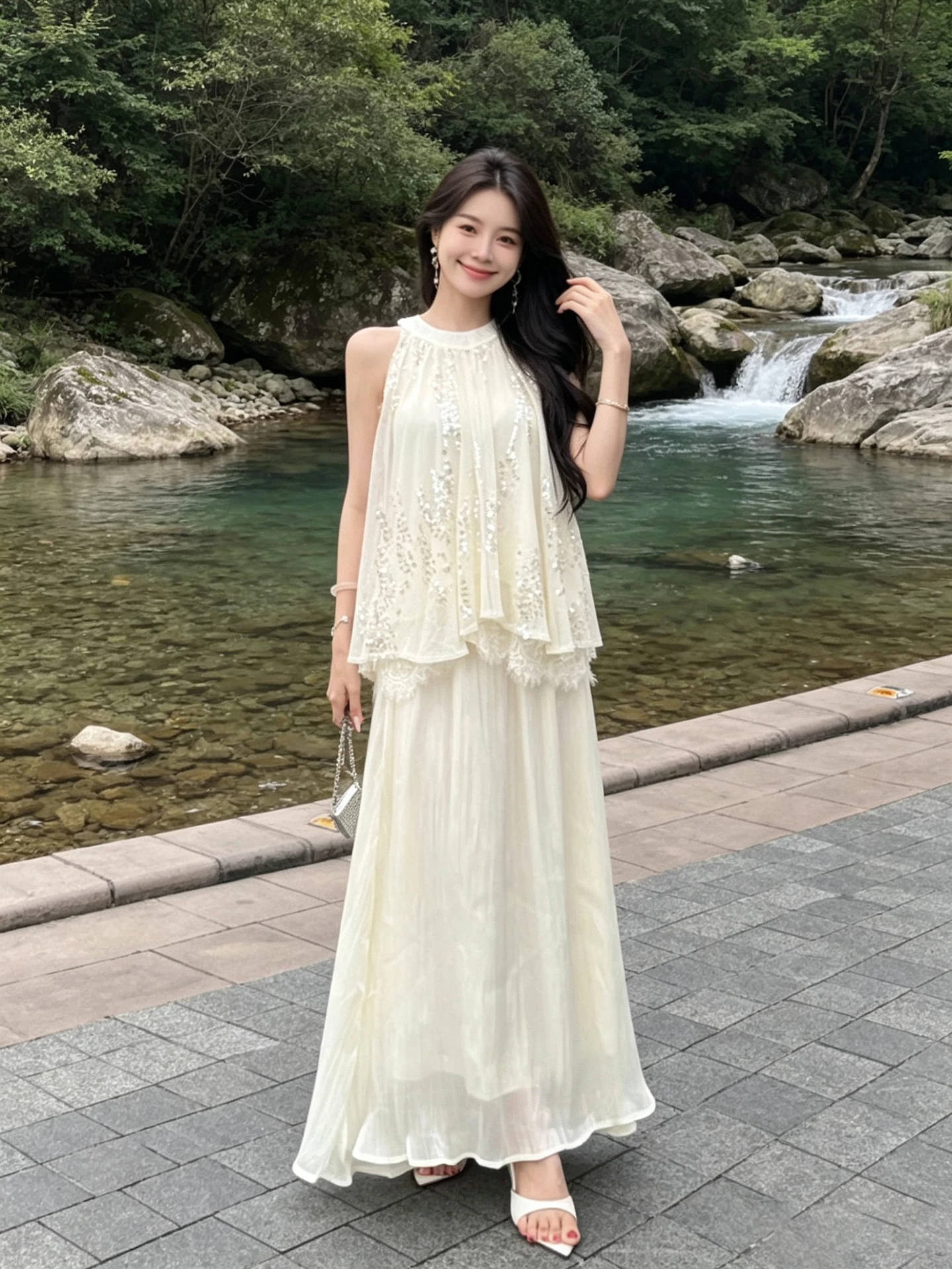 Korean Style Elegant Sequin Sleeveless High Waist A-Line Skirt Two-Piece Set Women's Summer Fashion Floaty Feel Half Skirt
Korean Style Elegant Sequin Sleeveless High Waist A-Line Skirt Two-Piece Set Women's Summer Fashion Floaty Feel Half Skirt
