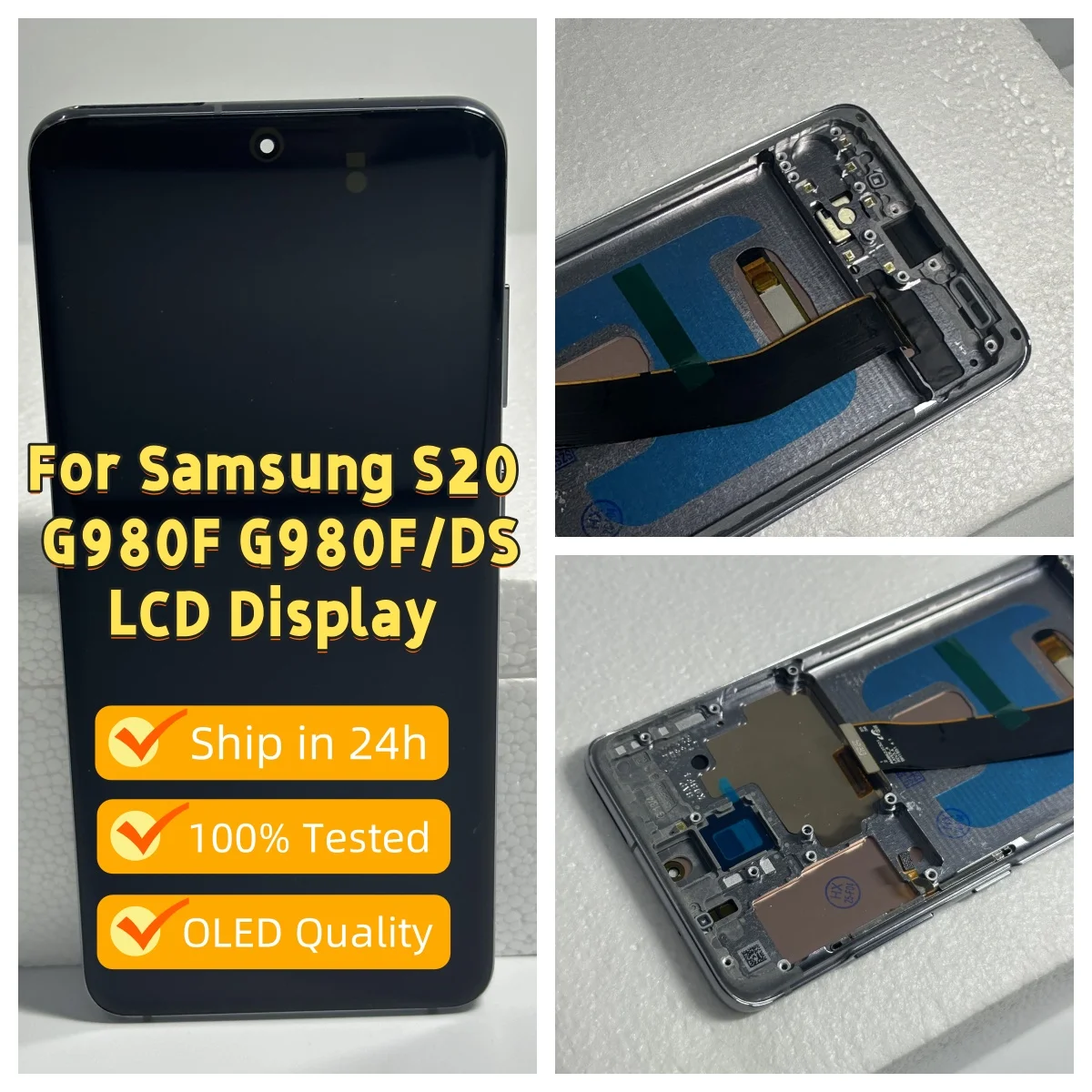 6,2-дюймовый OLED ЖК-дисплей S20 для Samsung G980 G980F G981 G981F ЖК-дисплей 4G 5G, замена дигитайзера сенсорного экрана в сборе с рамкой
6,2-дюймовый OLED ЖК-дисплей S20 для Samsung G980 G980F G981 G981F ЖК-дисплей 4G 5G, замена дигитайзера сенсорного экрана в сборе с рамкой