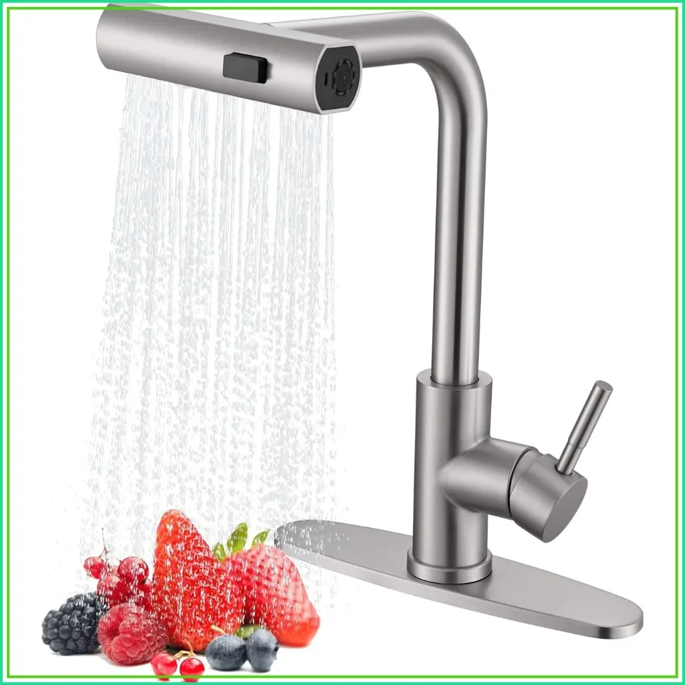 Waterfall Kitchen Faucet with Pull Down Sprayer, Brushed Nickel Single Handle Kitchen Sink Faucet with Deck Plate Fits 1 or 3 Hole, for Bar RV Laundry Farmhouse Outdoor and Camper
Waterfall Kitchen Faucet with Pull Down Sprayer, Brushed Nickel Single Handle Kitchen Sink Faucet with Deck Plate Fits 1 or 3 Hole, for Bar RV Laundry Farmhouse Outdoor and Camper
