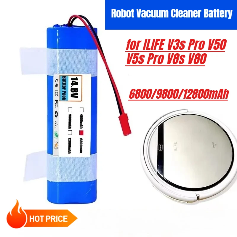 14.4V Battery 12800mAh Lithium Battery for ILIFE V3s Pro V50 V5s Pro V8s V80 Max B5 Max S5 Pro X750 Robot Vacuum Cleaner Battery
14.4V Battery 12800mAh Lithium Battery for ILIFE V3s Pro V50 V5s Pro V8s V80 Max B5 Max S5 Pro X750 Robot Vacuum Cleaner Battery