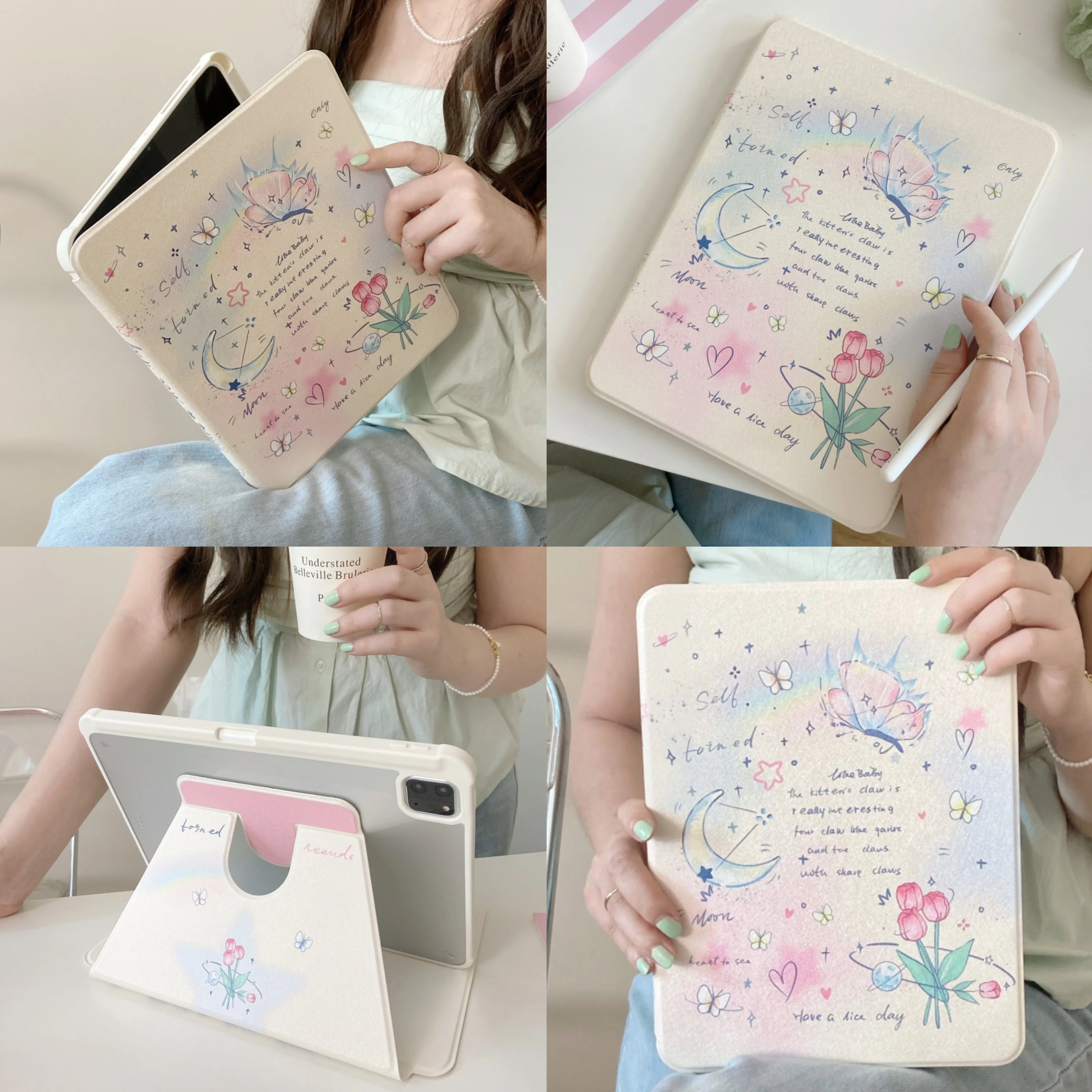 360 Rotating Stand with Pencil Holder Pastel Butterfly Tablet Case for iPad Air6/7/8 11 A16 A19 Pro 11in 2026 M2 M3 M4 M5 Cover
360 Rotating Stand with Pencil Holder Pastel Butterfly Tablet Case for iPad Air6/7/8 11 A16 A19 Pro 11in 2026 M2 M3 M4 M5 Cover