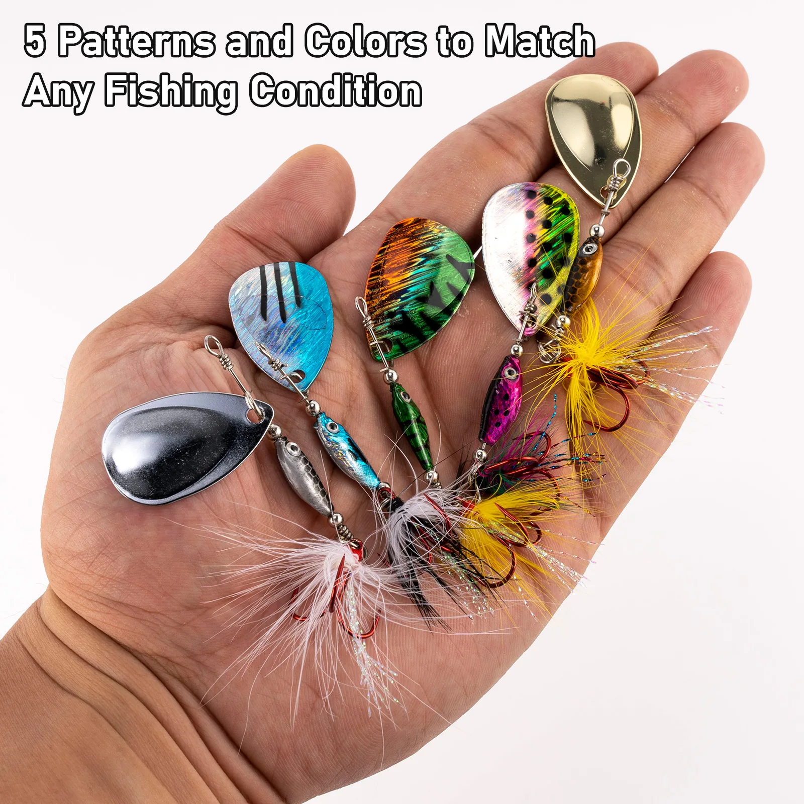 5pcs Fishing Spinner Bait Fishing Lure Colorado Blade Feather Treble Rooster Tail Spinnerbait Spinning Lure Hard for Crappie
5pcs Fishing Spinner Bait Fishing Lure Colorado Blade Feather Treble Rooster Tail Spinnerbait Spinning Lure Hard for Crappie