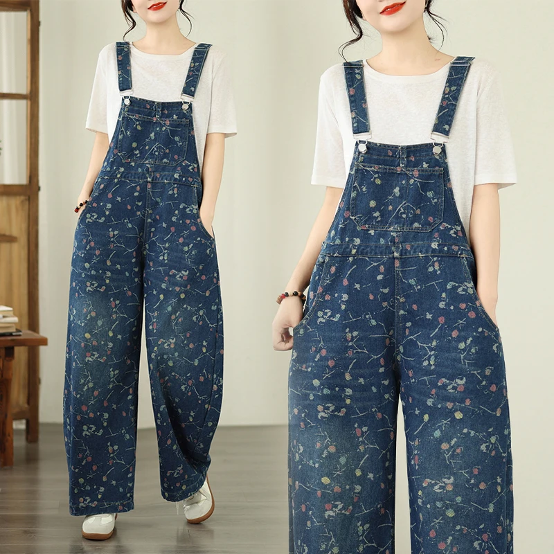 Spring Summer New Floral Print Loose plus Size Denim Overalls Women's Floral Long Pants Thin Quality Casual Cotton Blend
Spring Summer New Floral Print Loose plus Size Denim Overalls Women's Floral Long Pants Thin Quality Casual Cotton Blend