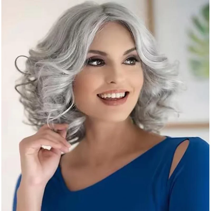 Серый для женщин, пожилые серебристо-серые короткие вьющиеся парики из синтетических волос боб
Серый для женщин, пожилые серебристо-серые короткие вьющиеся парики из синтетических волос боб