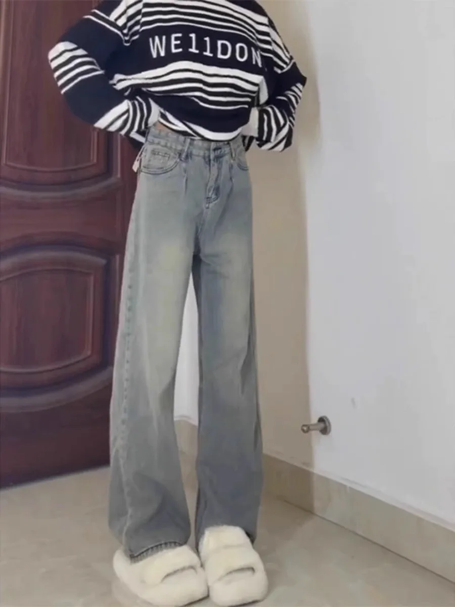High Waist Wide Leg Denim Pants Women's Design Sensation Slimming American Retro Loose Straight Cut Jeans Cotton Polyester Blend
High Waist Wide Leg Denim Pants Women's Design Sensation Slimming American Retro Loose Straight Cut Jeans Cotton Polyester Blend