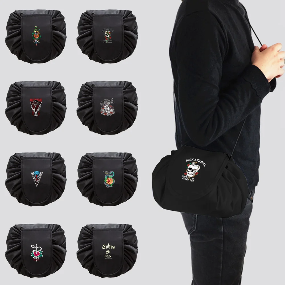 Lazy Storage Cosmetic Bag Drawstring Makeup Pouch Fashion Cobra Print Unisex Portable Large Capacity Round Travel Toiletry Bag
Lazy Storage Cosmetic Bag Drawstring Makeup Pouch Fashion Cobra Print Unisex Portable Large Capacity Round Travel Toiletry Bag