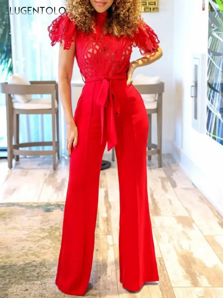 Lugentolo Women Lace Panels Jumpsuits Elegant Short Sleeve Hollow Sexy Summer Fashion Office Lady Lace-up High Waist Jumpsuit
Lugentolo Women Lace Panels Jumpsuits Elegant Short Sleeve Hollow Sexy Summer Fashion Office Lady Lace-up High Waist Jumpsuit