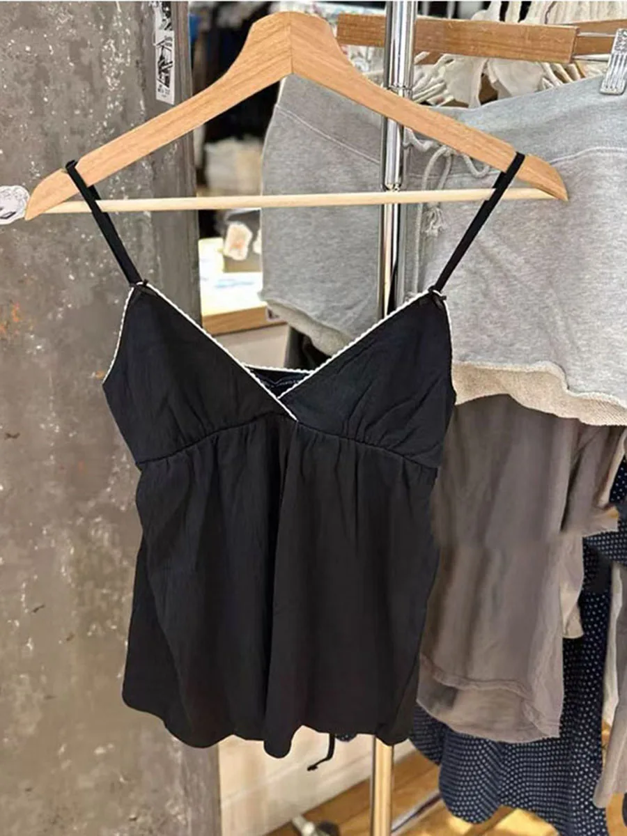 Black Textured Lace Trim Tank Top Women Summer Two Bows Sexy V Neck Sleeveless Slim Camis Tops Sweet Simple Cotton New Vests Y2k
Black Textured Lace Trim Tank Top Women Summer Two Bows Sexy V Neck Sleeveless Slim Camis Tops Sweet Simple Cotton New Vests Y2k