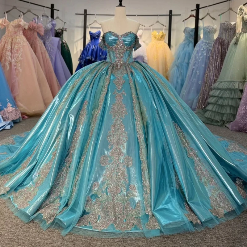Синее блестящее платье Quinceanera, бальное платье с открытыми плечами, аппликация, кружево, бисер, кристалл, тюль, корсет, милое платье 16, Vestidos 15
Синее блестящее платье Quinceanera, бальное платье с открытыми плечами, аппликация, кружево, бисер, кристалл, тюль, корсет, милое платье 16, Vestidos 15