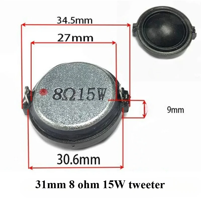 SOTAMIA 2Pcs 30MM Mini Speaker 4 8 Ohm 15W 10W Round Dome Tweeter Audio Treble Speaker 4R 8R HiFi Tweeter Power Loudspeaker
SOTAMIA 2Pcs 30MM Mini Speaker 4 8 Ohm 15W 10W Round Dome Tweeter Audio Treble Speaker 4R 8R HiFi Tweeter Power Loudspeaker