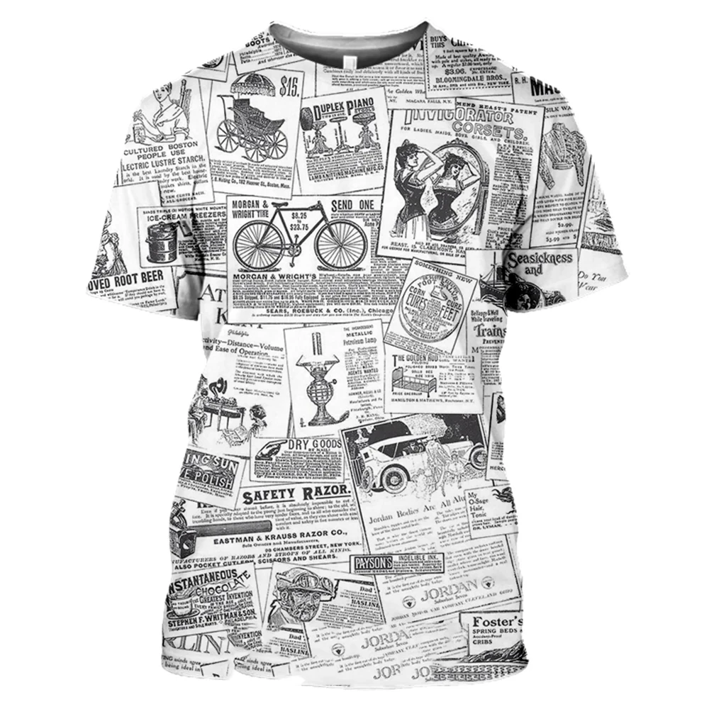 2025 New Summer Casual Versatile Short Sleeve Featured Newspaper Printed Trendy Round Neck T-shirt High Quality Fashion Top
2025 New Summer Casual Versatile Short Sleeve Featured Newspaper Printed Trendy Round Neck T-shirt High Quality Fashion Top