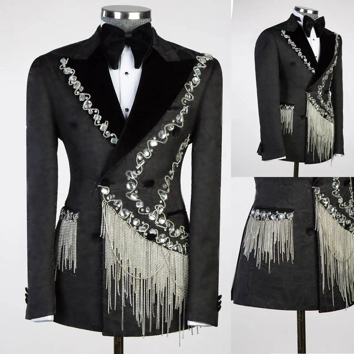Crystal Beading Mens Wedding Tuxedos Custom Made Groom Wear Peaked Lapel Prom Male Birthday Party Jacket One Piece
Crystal Beading Mens Wedding Tuxedos Custom Made Groom Wear Peaked Lapel Prom Male Birthday Party Jacket One Piece