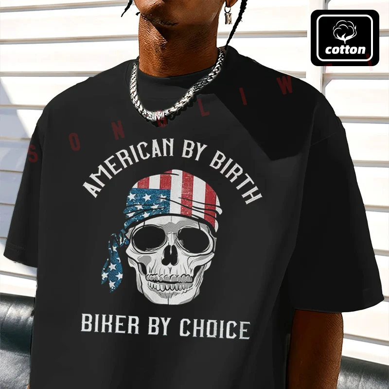 Skull American By Birth Biker By Choice Patriotic Motorcycle Men's T Shirt Casual Mens Cotton Round Neck Short Sleeved T-shirt
Skull American By Birth Biker By Choice Patriotic Motorcycle Men's T Shirt Casual Mens Cotton Round Neck Short Sleeved T-shirt