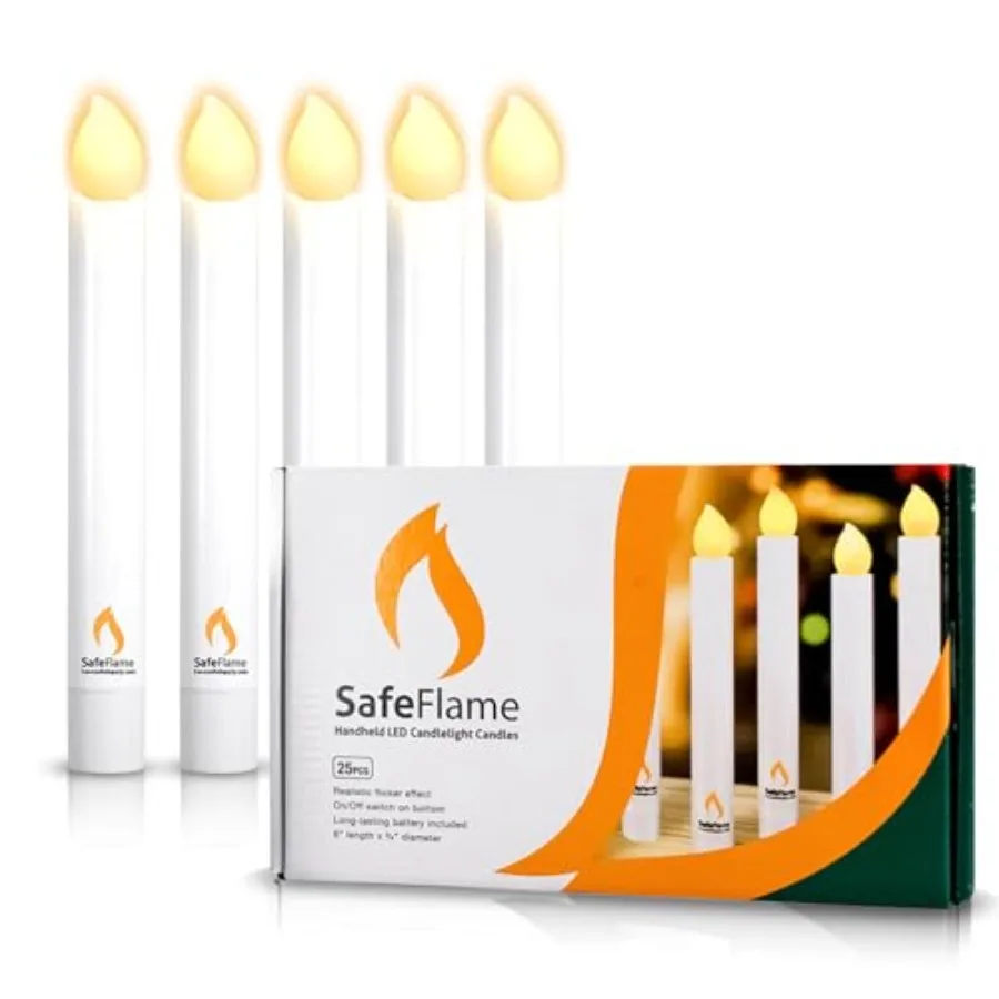 Светодиодные свечи SafeFlame - 6 дюймов, 25 штук, ручные, на батарейках, с эффектом мерцания - идеально подходят для церковных служб
Светодиодные свечи SafeFlame - 6 дюймов, 25 штук, ручные, на батарейках, с эффектом мерцания - идеально подходят для церковных служб