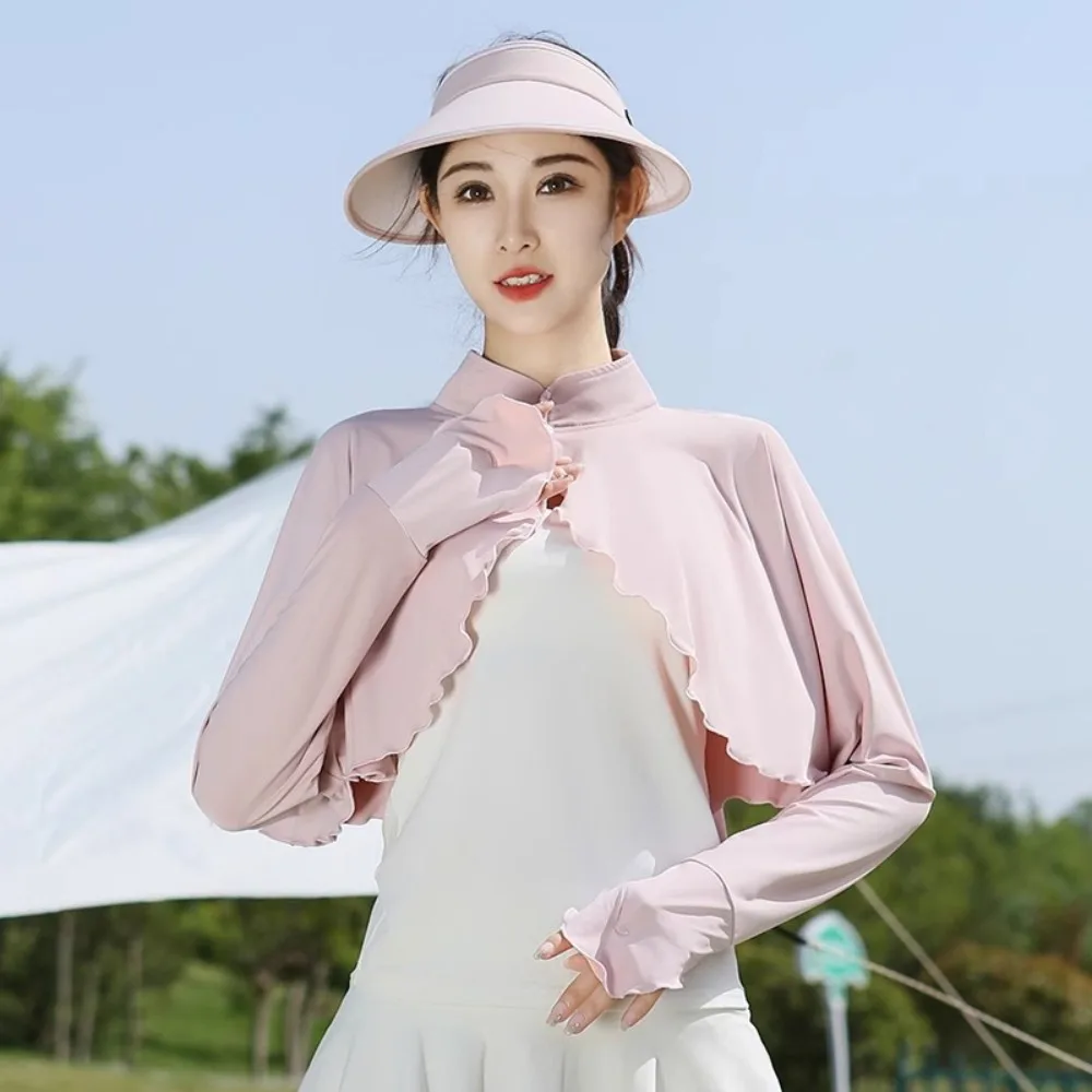 Solid Color Sunscreen Shawl Long Sleeve Thin Fabric Thin Crop Top Sun Protection Ice Silk Sunshade Cloak Summer Season
Solid Color Sunscreen Shawl Long Sleeve Thin Fabric Thin Crop Top Sun Protection Ice Silk Sunshade Cloak Summer Season