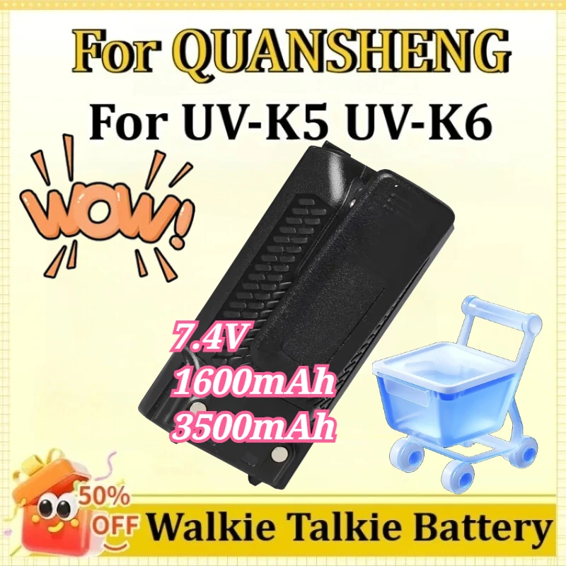 7.4V 1600mAh 3500mAh Walkie Talkie Battery Type-C Charging for QUANSHENG UV-K5 UV-K6 Wireless Machine UVK6 UVK5
7.4V 1600mAh 3500mAh Walkie Talkie Battery Type-C Charging for QUANSHENG UV-K5 UV-K6 Wireless Machine UVK6 UVK5