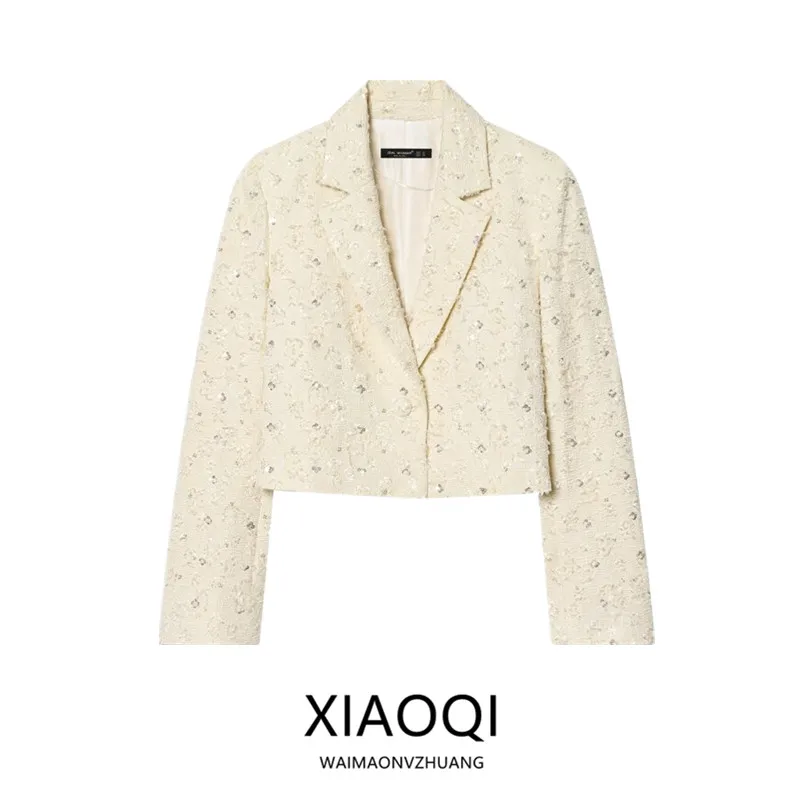 Spring 2026 Women's Short Length Long Sleeve Suit Jacket with Bead Embellishment And Frayed Hem New Arrival Commute Style
Spring 2026 Women's Short Length Long Sleeve Suit Jacket with Bead Embellishment And Frayed Hem New Arrival Commute Style