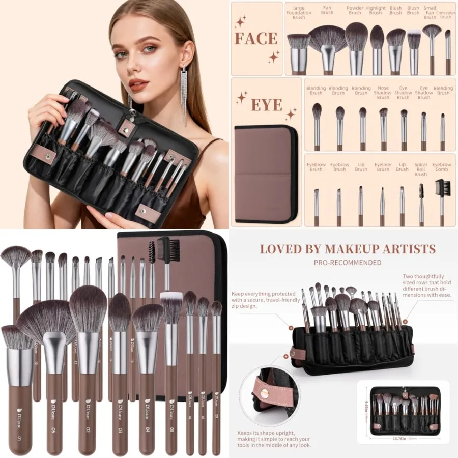 22Pcs PRO Grade Makeup Brushes Professional with Bag 22Pcs Makeup Brush Set Premium Synthetic Kabuki Foundation Blending Brush Face Powder Blush Concealers Eye Shadows with Case
22Pcs PRO Grade Makeup Brushes Professional with Bag 22Pcs Makeup Brush Set Premium Synthetic Kabuki Foundation Blending Brush Face Powder Blush Concealers Eye Shadows with Case
