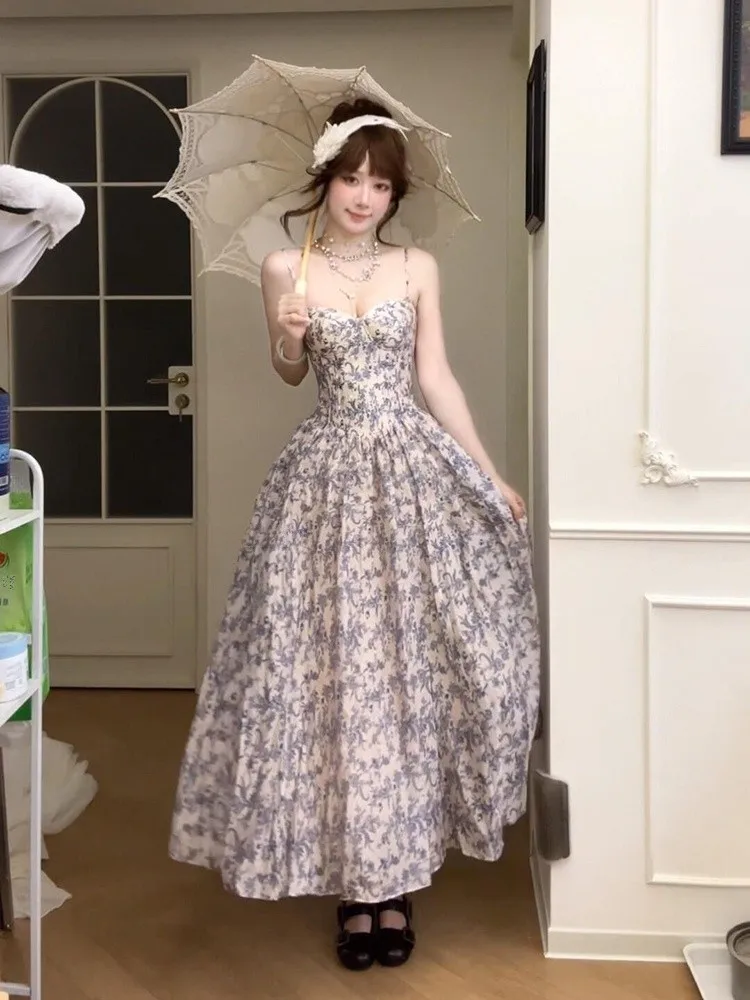Pure Desire Floral Print Maxi Dress Women's Summer Elegant A-Line Gown Blue Porcelain Large Skirt Casual No Sleeve Dresses
Pure Desire Floral Print Maxi Dress Women's Summer Elegant A-Line Gown Blue Porcelain Large Skirt Casual No Sleeve Dresses