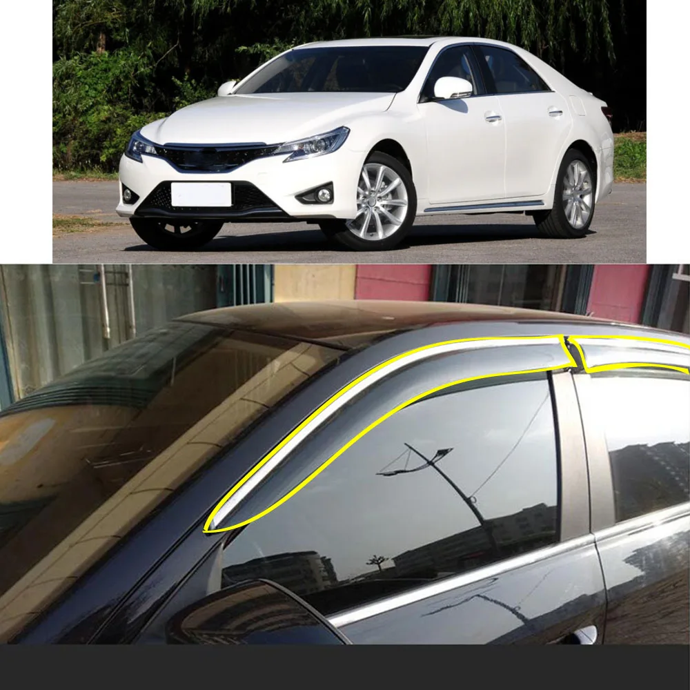 Car Body Styling Sticker Plastic Window Glass Wind Visor Rain/Sun Guard Vent For Toyota Reiz Mark X 2010 2011 2012 2013
Car Body Styling Sticker Plastic Window Glass Wind Visor Rain/Sun Guard Vent For Toyota Reiz Mark X 2010 2011 2012 2013
