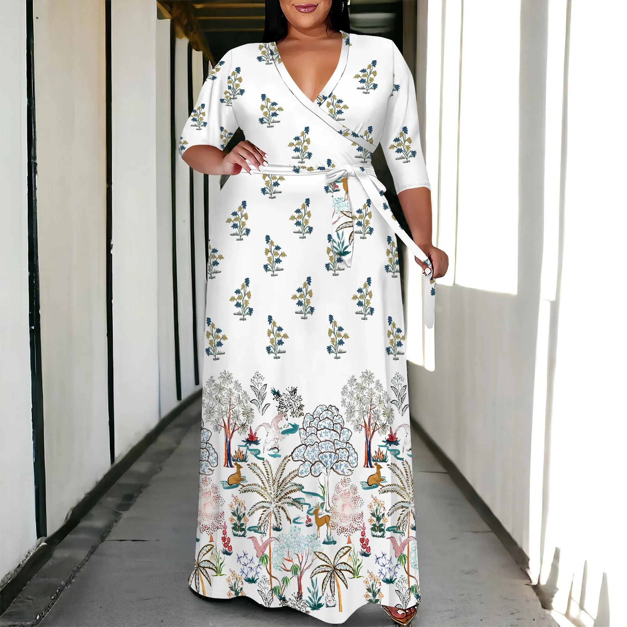 Scenic Forest Animal Print Maxi Dress for Women Elegant Long Sleeve Nature Inspired Gown
Scenic Forest Animal Print Maxi Dress for Women Elegant Long Sleeve Nature Inspired Gown