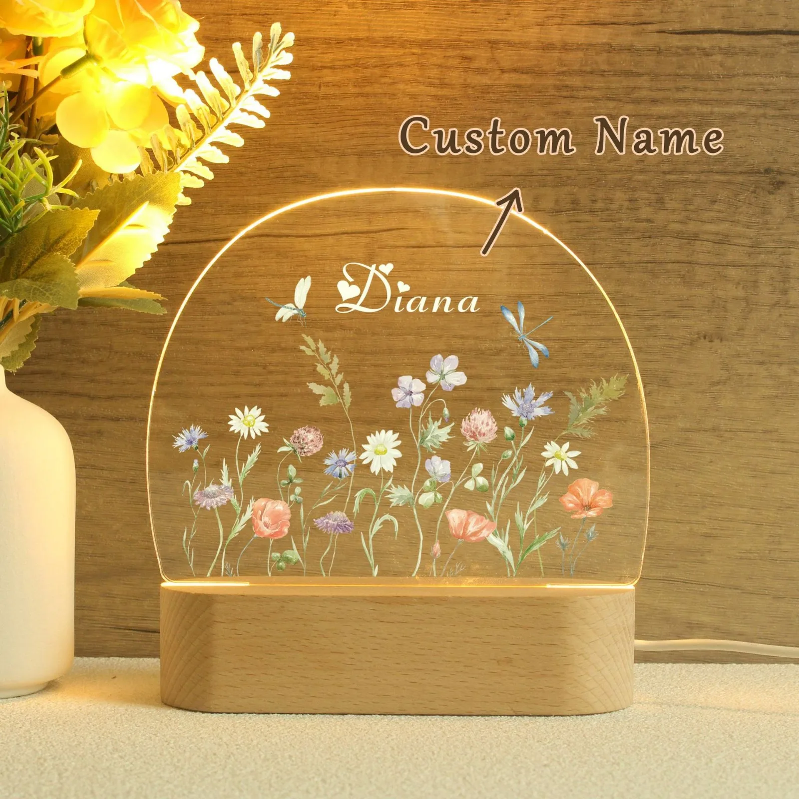 Custom Floral Acrylic Night Light - UV Printed Name with Butterfly and Flower Design - Mother's Day Gift, Home Decoration
Custom Floral Acrylic Night Light - UV Printed Name with Butterfly and Flower Design - Mother's Day Gift, Home Decoration