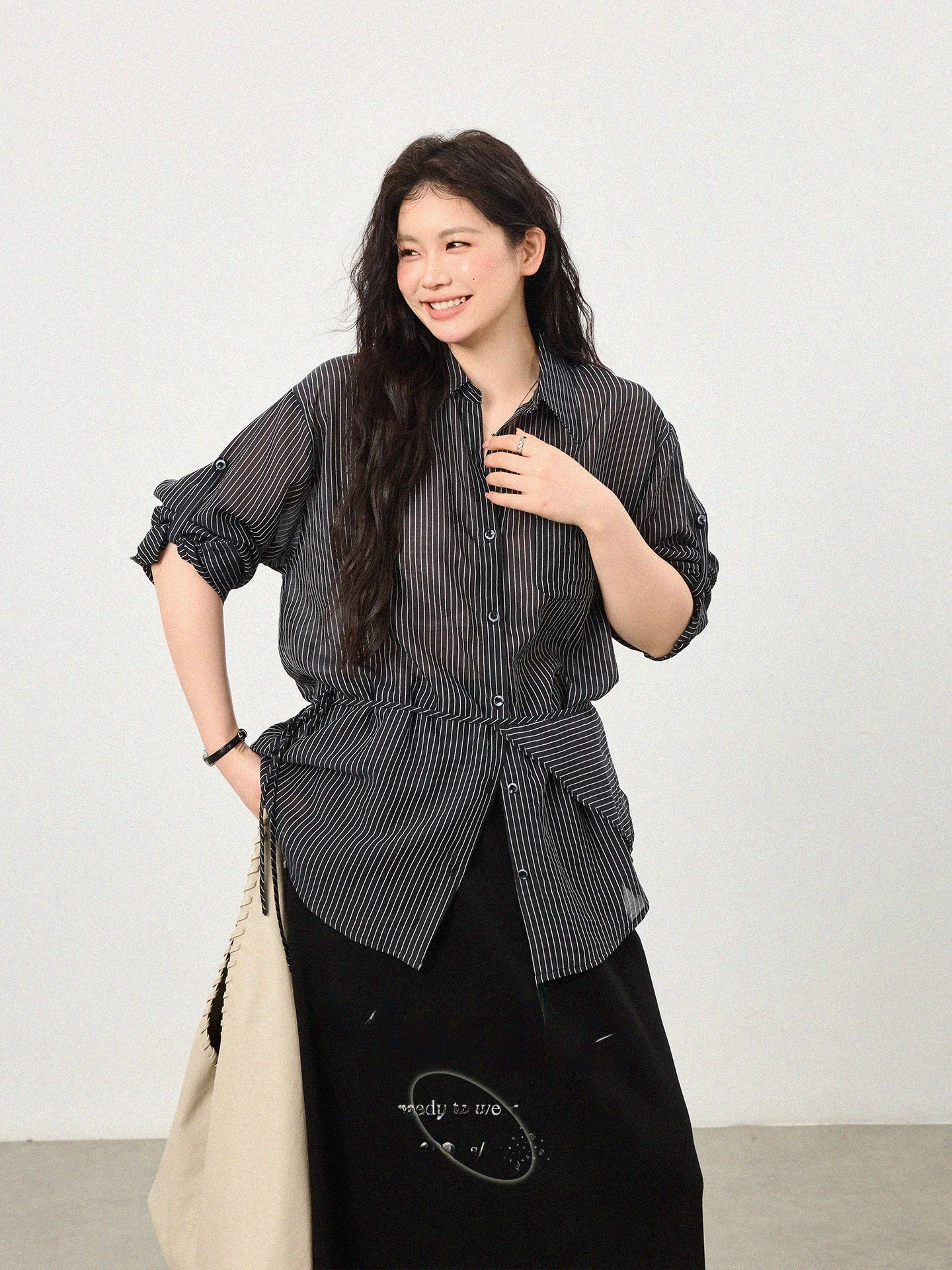 Monica plus Size Women's Shirt Spring Summer New Stripe Waist Cinch Tie Design Sense Long Sleeve Chiffon Top High Waist Strai...
Monica plus Size Women's Shirt Spring Summer New Stripe Waist Cinch Tie Design Sense Long Sleeve Chiffon Top High Waist Strai...