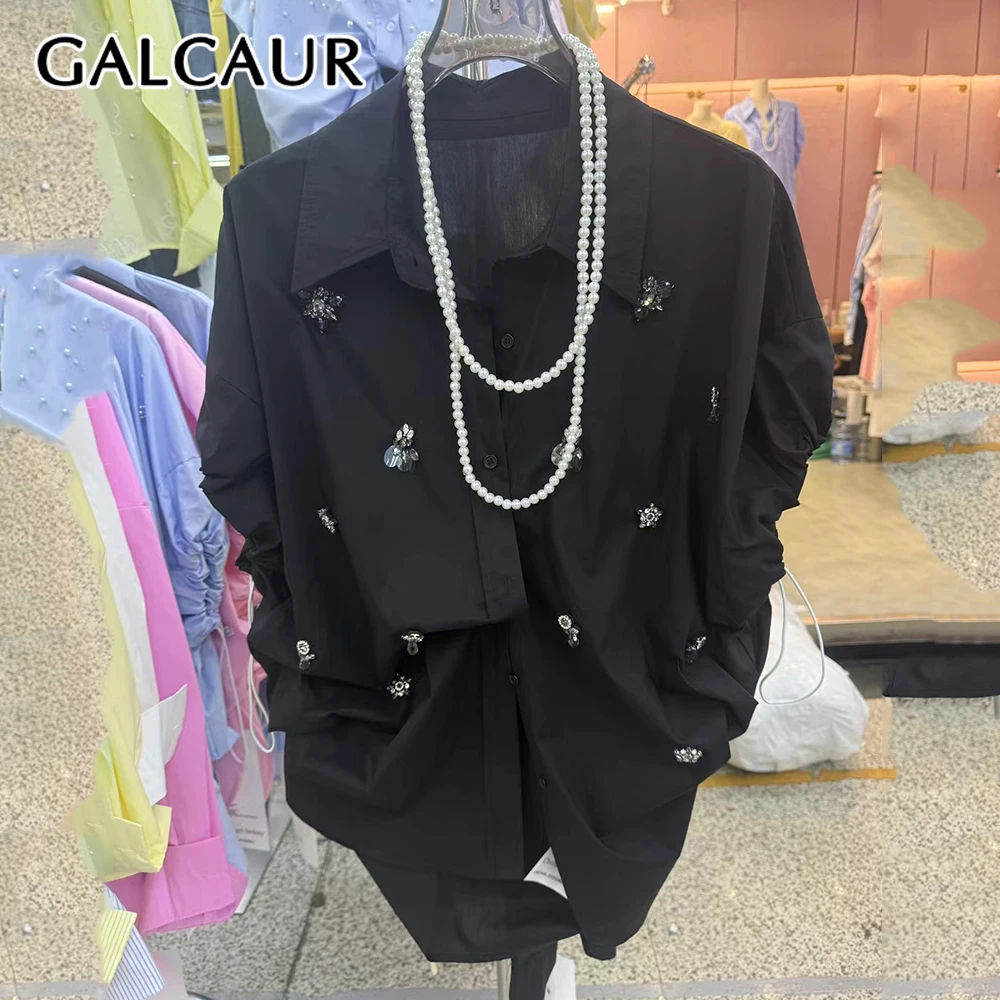 GALCAUR Slimming Spliced Appliques Elegant Shirts for Women Lapel Sleeveless Patchwork Single Breasted Fashion Shirt Female New
GALCAUR Slimming Spliced Appliques Elegant Shirts for Women Lapel Sleeveless Patchwork Single Breasted Fashion Shirt Female New