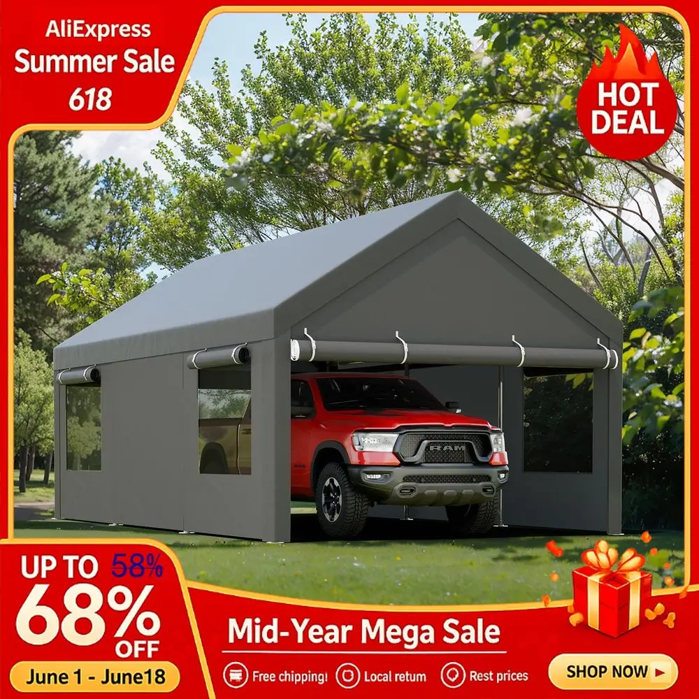 Carport, 12x20 FT Heavy Duty Carport with Removable Side Walls and Doors, Portable Garage with RollUp Window Custom
Carport, 12x20 FT Heavy Duty Carport with Removable Side Walls and Doors, Portable Garage with RollUp Window Custom