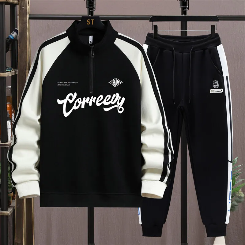 Spring and Autumn Fashion Men's Sports and Leisure High Neck Half Zip Hoodies Long Pants Two-Piece Sets Sportwears Set
Spring and Autumn Fashion Men's Sports and Leisure High Neck Half Zip Hoodies Long Pants Two-Piece Sets Sportwears Set