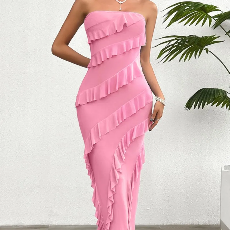 2026 Spring Summer Sexy Hip-hugging Solid Color Slim Tube Top Dress Split Slim Casual Fashion Sleeveless Ruffles Roupas Feminina
2026 Spring Summer Sexy Hip-hugging Solid Color Slim Tube Top Dress Split Slim Casual Fashion Sleeveless Ruffles Roupas Feminina