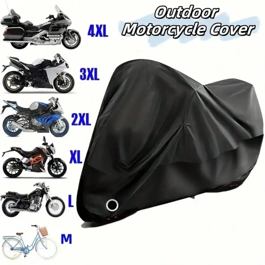 Universal 1PC 190T Silver Taffeta Motorcycle Cover Waterproof Dust Rain Sun UV Resistant Outdoor All Weather Protector Cover Fits Motorbike Scooter Dirt Bike Bicycle
Universal 1PC 190T Silver Taffeta Motorcycle Cover Waterproof Dust Rain Sun UV Resistant Outdoor All Weather Protector Cover Fits Motorbike Scooter Dirt Bike Bicycle